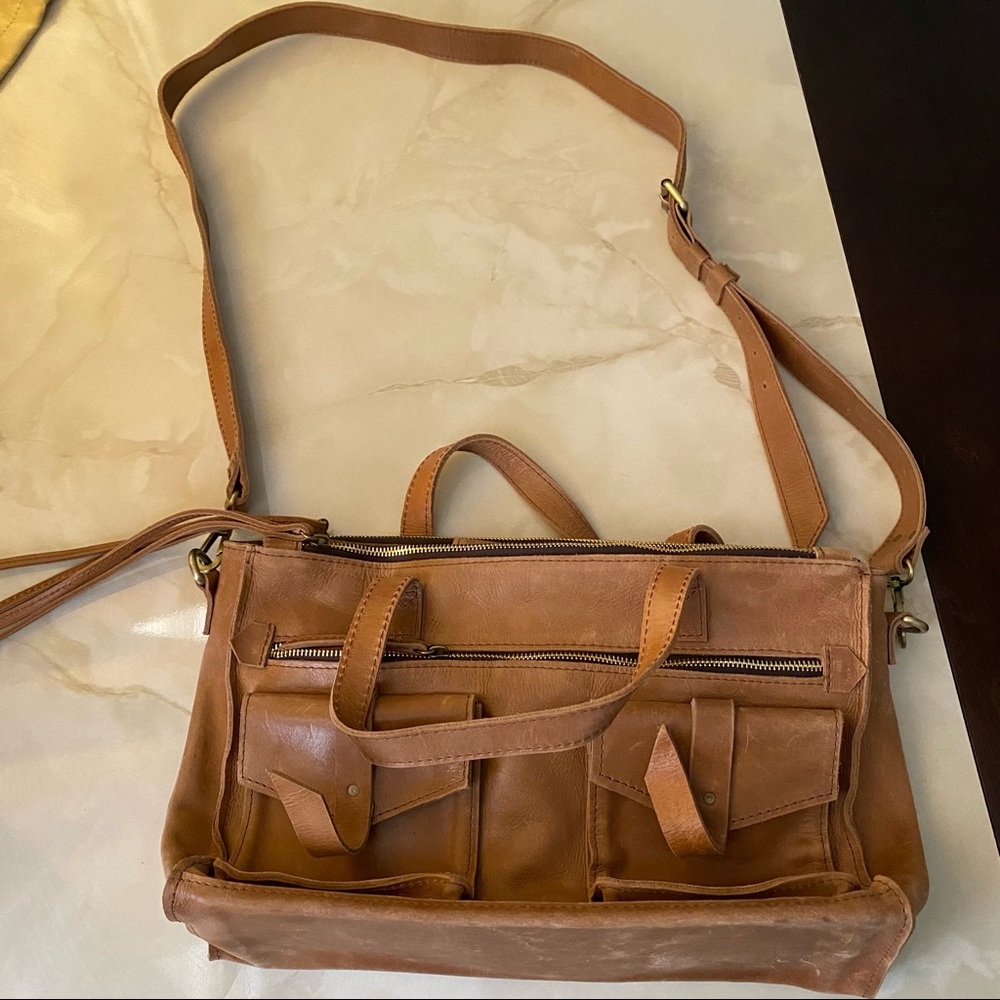 Raven + Lily Joanna’s Favorite Leather Satchel Weekender Bag COGNAC TAN